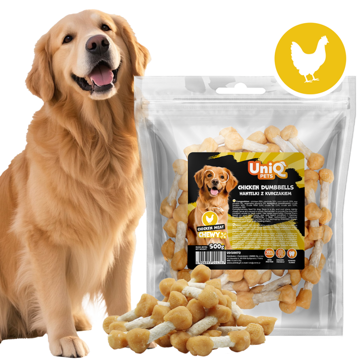 Przysmaki dla psa kostki z kurczakiem 500g Uniq Pets