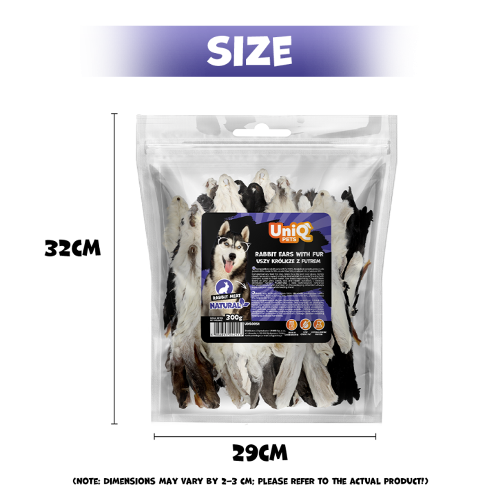 Uszy królicze z futrem naturalne przysmaki dla psa Uniq Pets