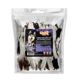 Uszy królicze z futrem naturalne przysmaki dla psa Uniq Pets