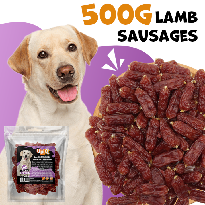 Przysmaki dla psa jagnięcina kiełbaski 500g Uniq Pets