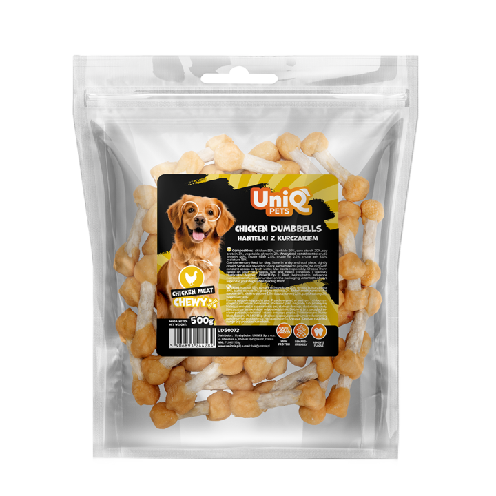 Przysmaki dla psa kostki z kurczakiem 500g Uniq Pets