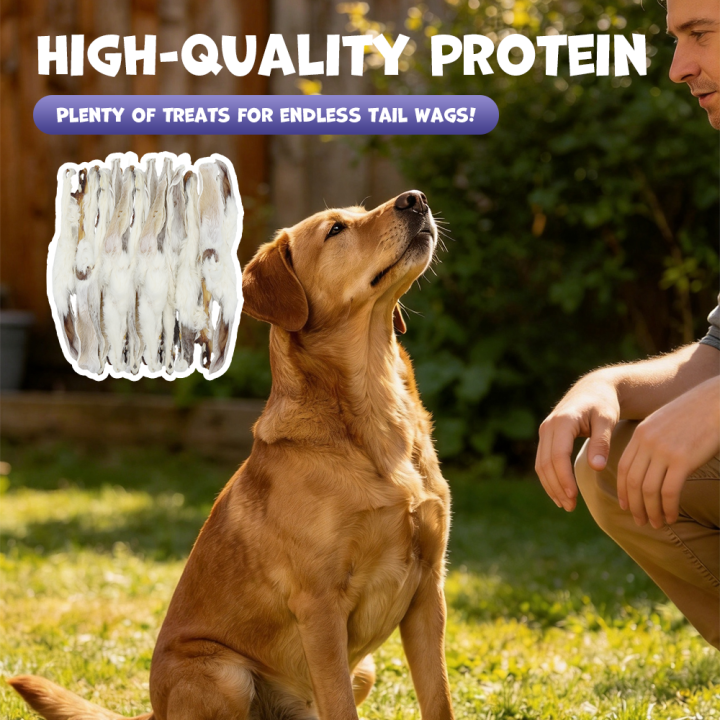 Uszy królicze z futrem naturalne przysmaki dla psa Uniq Pets