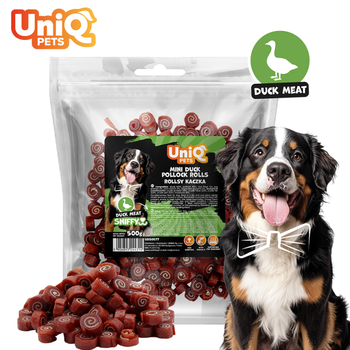 Smaczki treningowe dla psa z kaczki rollsy 500g
