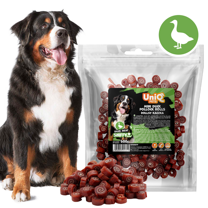 Smaczki treningowe dla psa z kaczki rollsy 500g