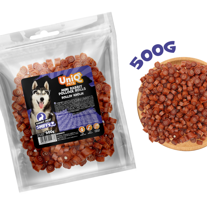 Smaczki dla psa z królika rollsy 500g Uniq Pets