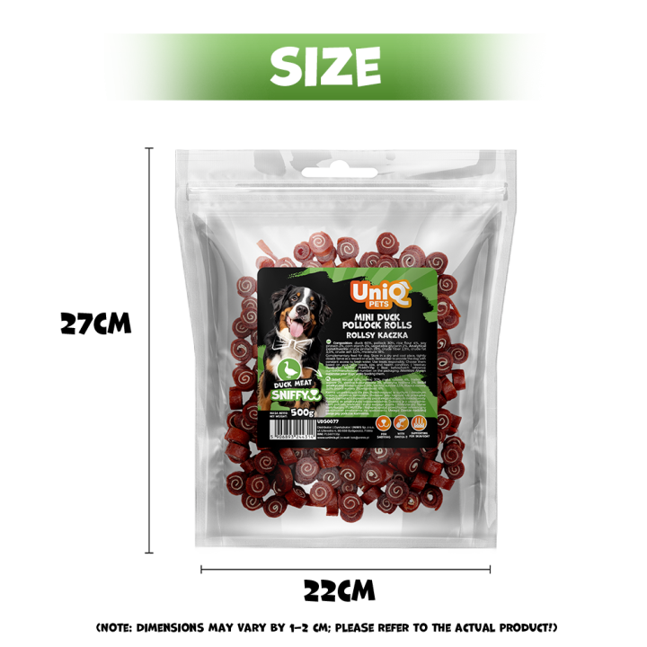 Smaczki treningowe dla psa z kaczki rollsy 500g