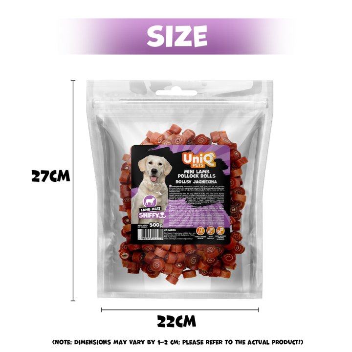 Smaczki dla psa naturalne z jagnięciny rollsy 500g Uniq Pets