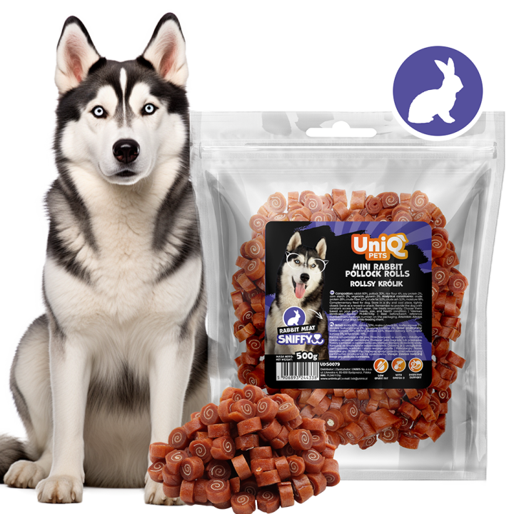 Smaczki dla psa z królika rollsy 500g Uniq Pets