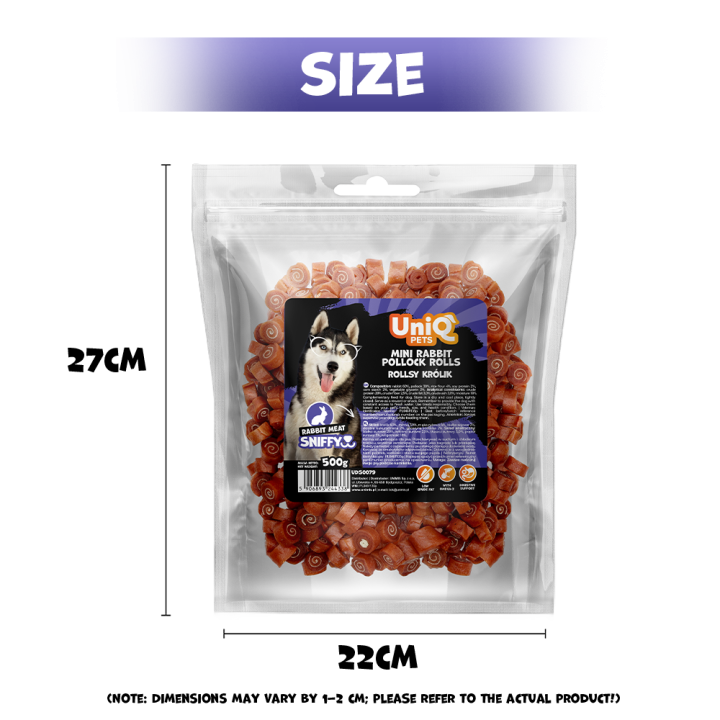 Smaczki dla psa z królika rollsy 500g Uniq Pets