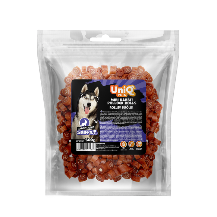 Smaczki dla psa z królika rollsy 500g Uniq Pets
