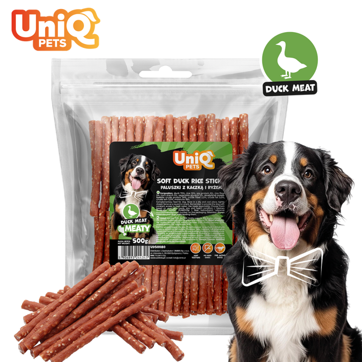 UNIQ PETS przysmaki dla psa paluszki z kaczką i ryżem 500g