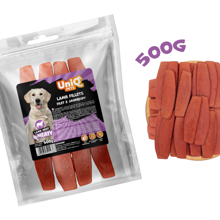 UNIQ PETS przysmak dla psa z jagnięciny miękki filet 500g