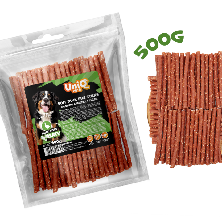 UNIQ PETS przysmaki dla psa paluszki z kaczką i ryżem 500g