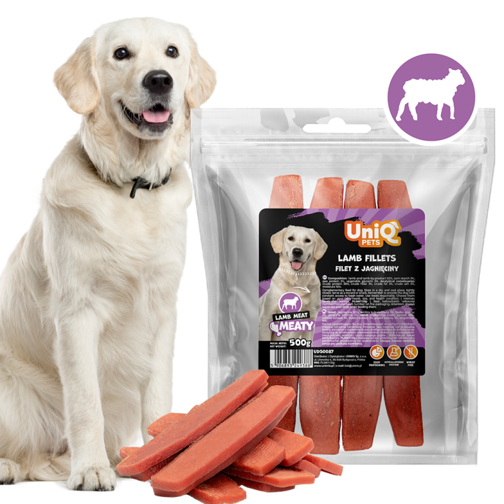 UNIQ PETS przysmak dla psa z jagnięciny miękki filet 500g