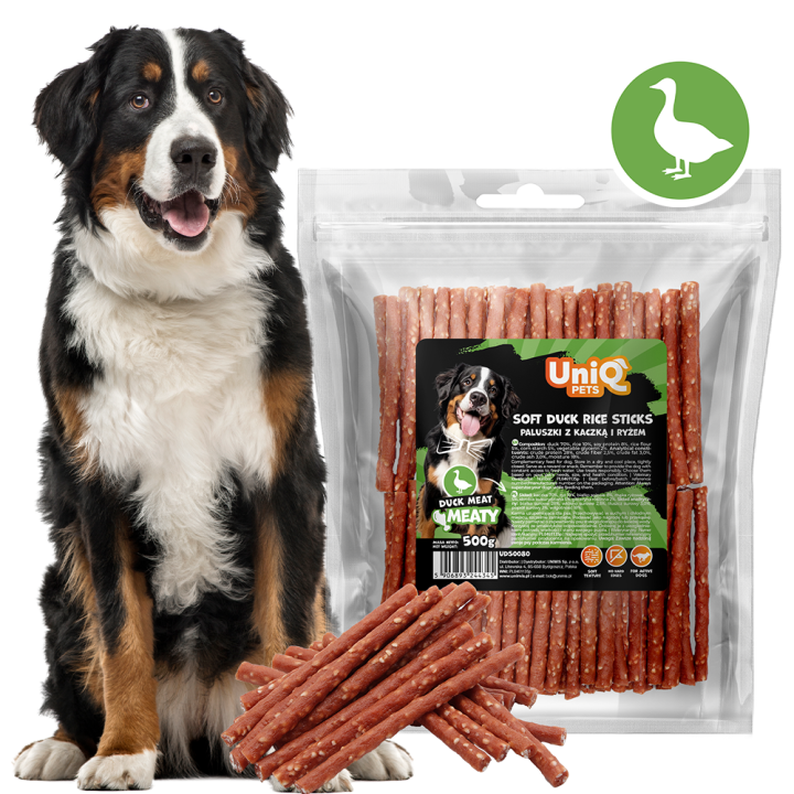 UNIQ PETS przysmaki dla psa paluszki z kaczką i ryżem 500g