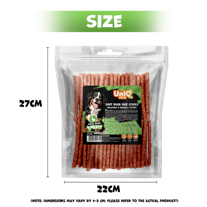 UNIQ PETS przysmaki dla psa paluszki z kaczką i ryżem 500g