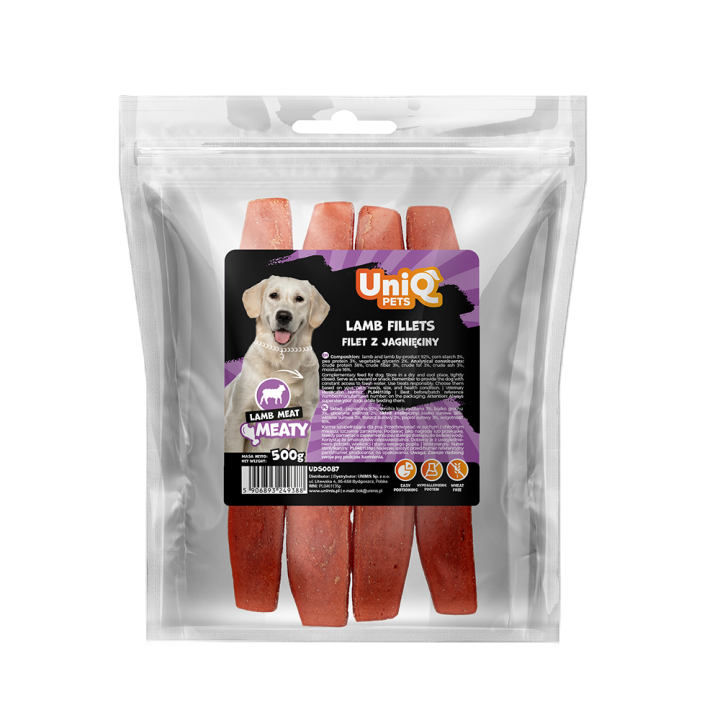 UNIQ PETS przysmak dla psa z jagnięciny miękki filet 500g