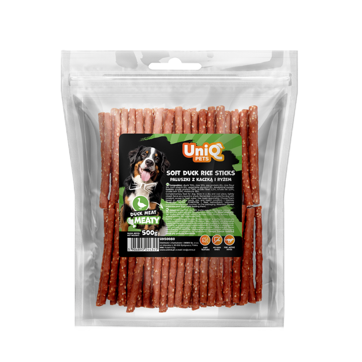 UNIQ PETS przysmaki dla psa paluszki z kaczką i ryżem 500g