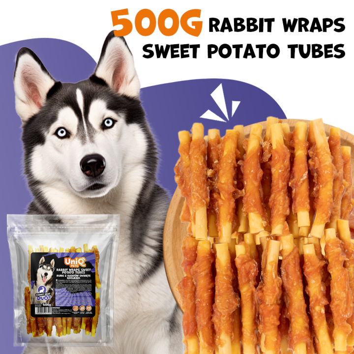Przysmak przekąska dla psa rurki z królika i batatów 500g UNIQ PETS