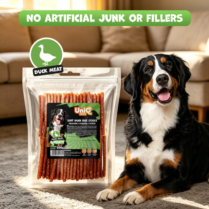 UNIQ PETS przysmaki dla psa paluszki z kaczką i ryżem 500g