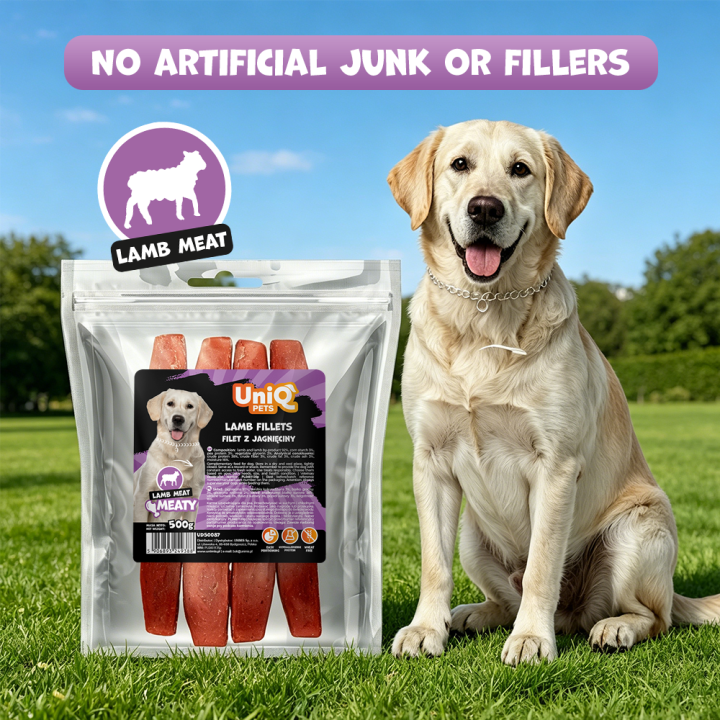 UNIQ PETS przysmak dla psa z jagnięciny miękki filet 500g