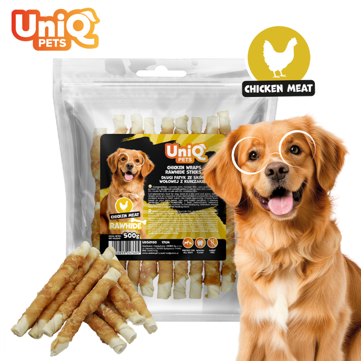 Przysmak przekąska dla psa kurczak ze skórą wołową 500g UNIQ PETS