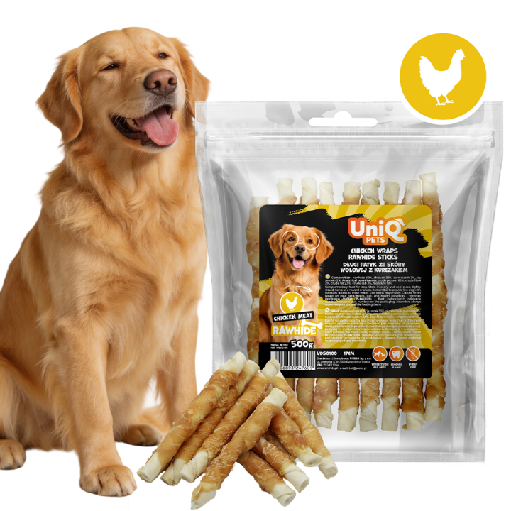 Przysmak przekąska dla psa kurczak ze skórą wołową 500g UNIQ PETS