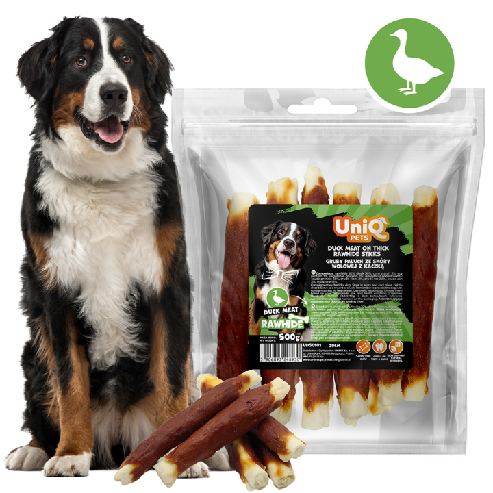 UNIQ PETS przysmaki dla psa paluch z kaczki i skóry wołowej 500g
