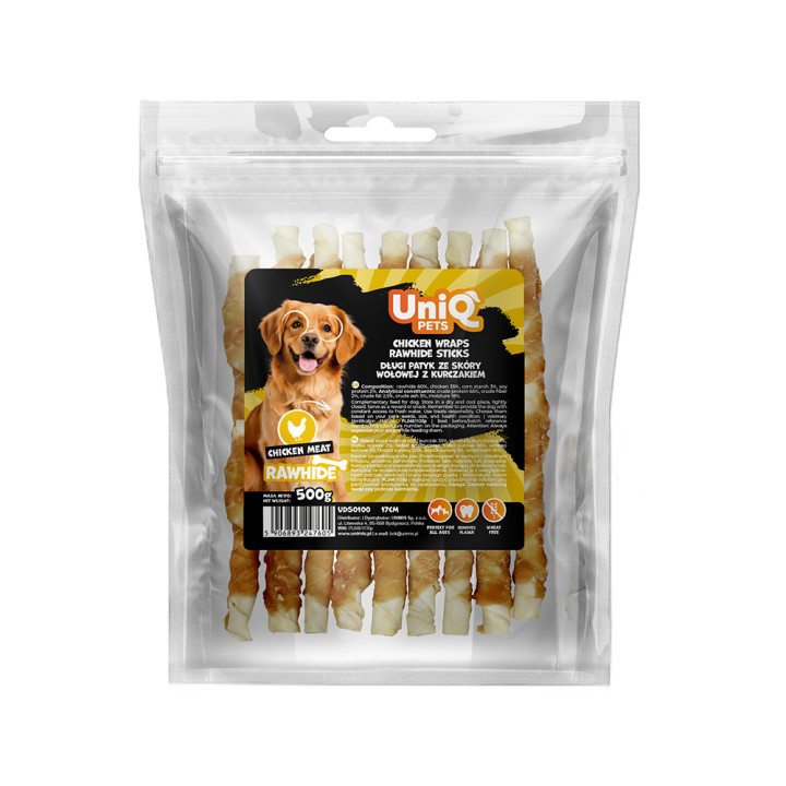 Przysmak przekąska dla psa kurczak ze skórą wołową 500g UNIQ PETS