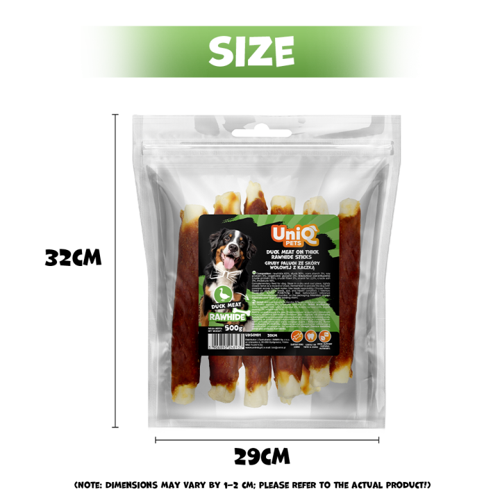 UNIQ PETS przysmaki dla psa paluch z kaczki i skóry wołowej 500g