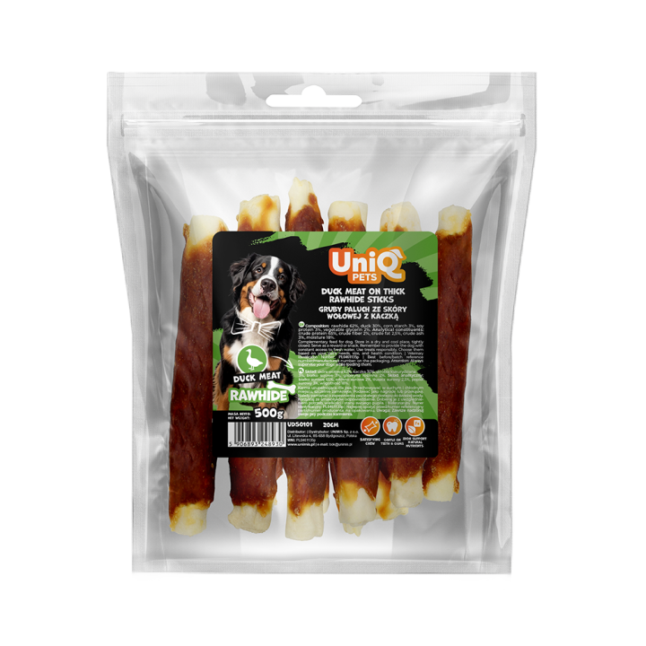 UNIQ PETS przysmaki dla psa paluch z kaczki i skóry wołowej 500g