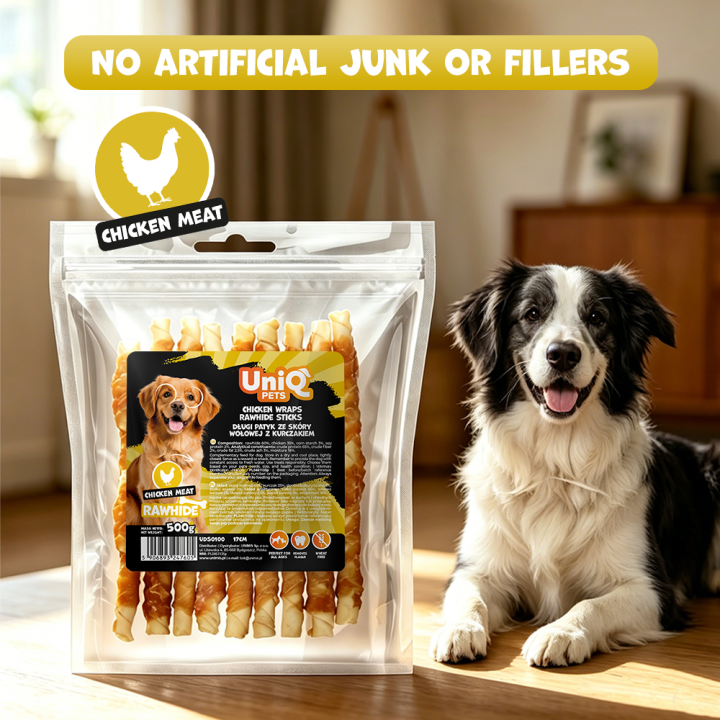 Przysmak przekąska dla psa kurczak ze skórą wołową 500g UNIQ PETS
