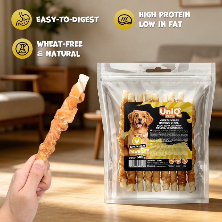 Przysmak przekąska dla psa kurczak ze skórą wołową 500g UNIQ PETS