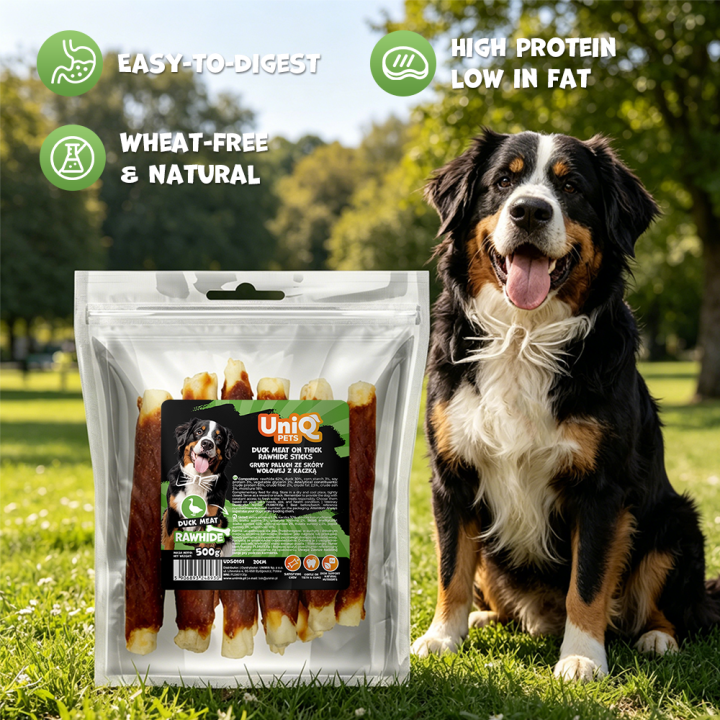 UNIQ PETS przysmaki dla psa paluch z kaczki i skóry wołowej 500g