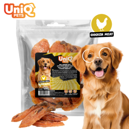 UNIQ PETS PRZYSMAKI DLA PSA MEATY 500g udka z kurczaka BBQ z białym sezamem