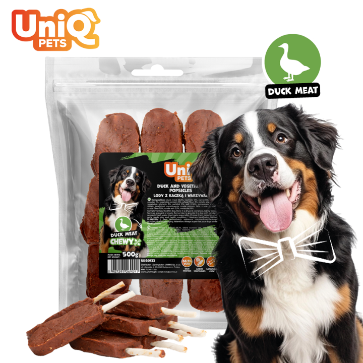 UNIQ PETS PRZYSMAKI DLA PSA CHEWY 500g lody z kaczką i warzywami