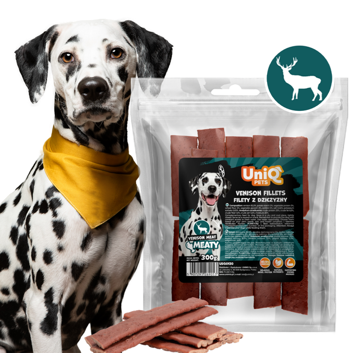 UNIQ PETS Filety suszone dla psa z dziczyzny 300g