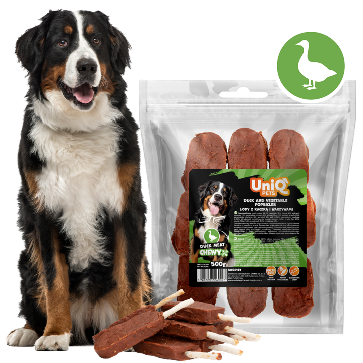 UNIQ PETS PRZYSMAKI DLA PSA CHEWY 500g lody z kaczką i warzywami