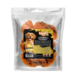 UNIQ PETS PRZYSMAKI DLA PSA MEATY 500g udka z kurczaka BBQ z białym sezamem