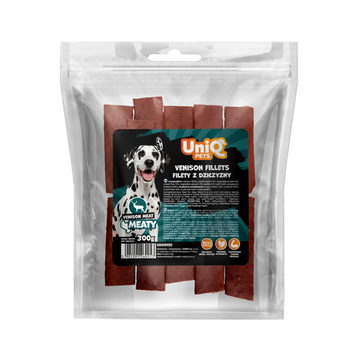UNIQ PETS Filety suszone dla psa z dziczyzny 300g
