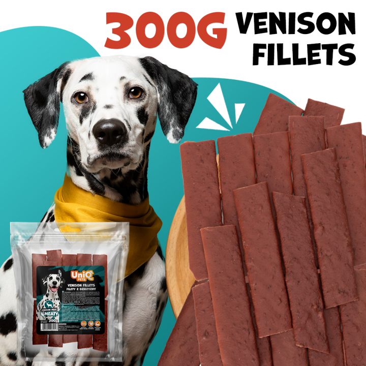 UNIQ PETS Filety suszone dla psa z dziczyzny 300g