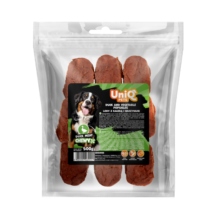 UNIQ PETS PRZYSMAKI DLA PSA CHEWY 500g lody z kaczką i warzywami