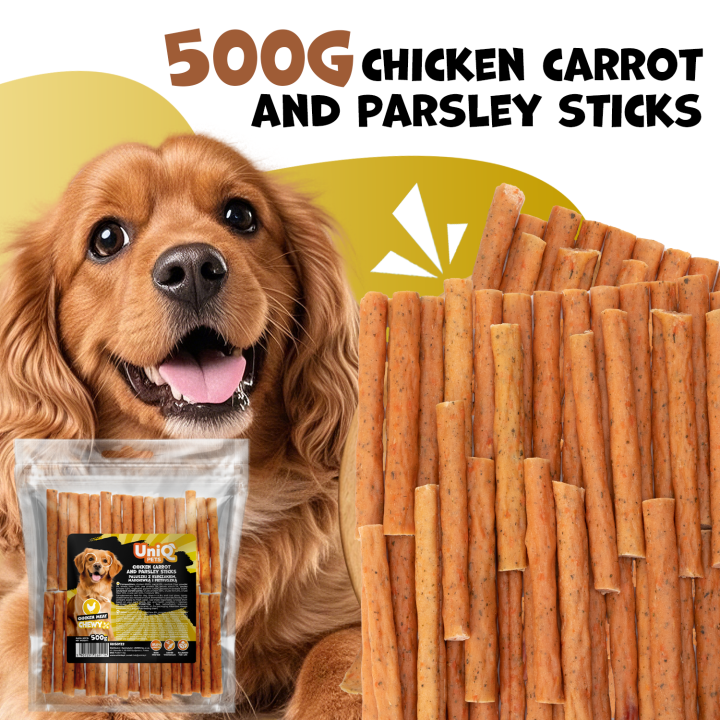 UNIQ PETS PRZYSMAKI DLA PSA CHEWY 500g paluszki z kurczakiem, marchewką i pietruszką