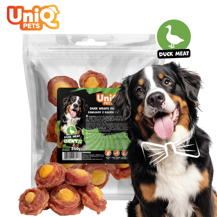 Smaczki dla psa kaczka z żółtkiem jajka 250g Uniq Pets