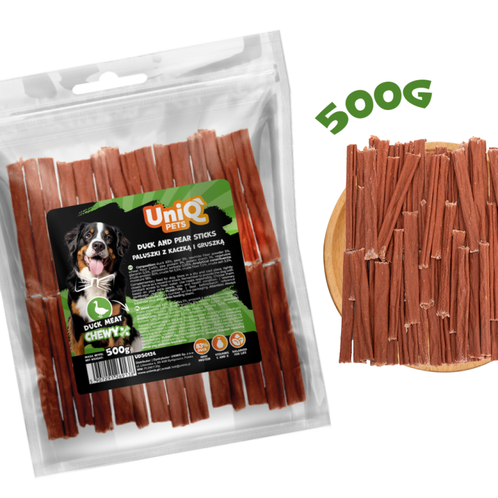 UNIQ PETS PRZYSMAKI DLA PSA CHEWY 500g paluszki z kaczką i gruszką