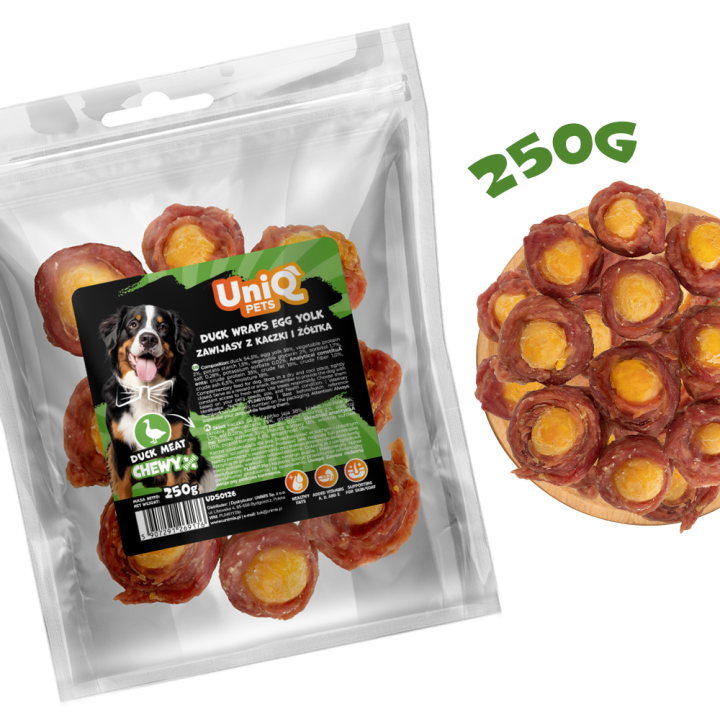 Smaczki dla psa kaczka z żółtkiem jajka 250g Uniq Pets