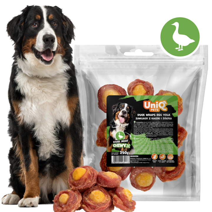 Smaczki dla psa kaczka z żółtkiem jajka 250g Uniq Pets