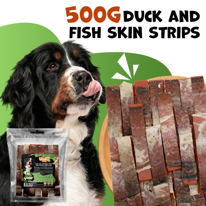 UNIQ PETS PRZYSMAKI DLA PSA MEATY 500g paski z kaczki i skóry rybiej