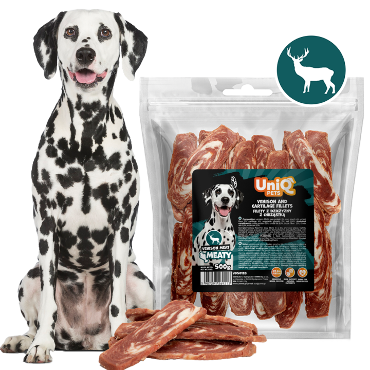 UNIQ PETS PRZYSMAKI DLA PSA MEATY 500g filety z dziczyzny z chrząstką