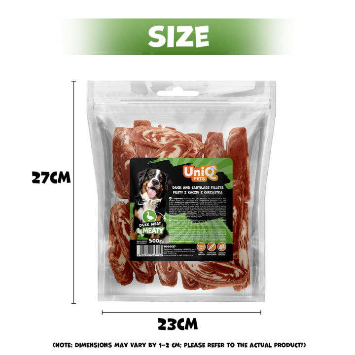 UNIQ PETS PRZYSMAKI DLA PSA MEATY 500g filety z kaczki z chrząstką